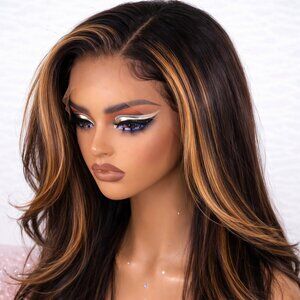 16-24 in Custom Colored Lace Wig Chose Length & Highlights to pair w/Dark Root